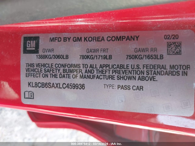Chevrolet Spark Fwd Ls Automatic 2020 KL8CB6SAXLC459936 Image 9