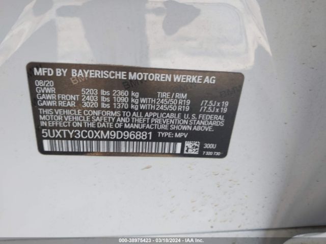 5UXTY3C0XM9D96881 BMW X3 Sdrive30i