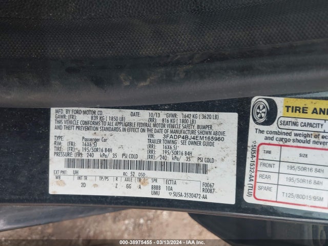 Ford FIESTA SE 2014 3FADP4BJ4EM165960 Image 9