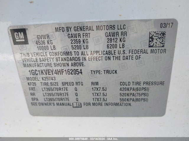 Chevrolet Silverado 2500hd Lt 2017 1GC1KVEY4HF162054 Image 9