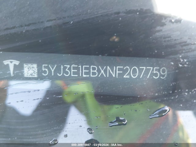 2022 TESLA MODEL 3 5YJ3E1EBXNF207759 Photo 8