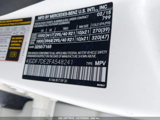 4JGDF7DE2FA548241 Mercedes-Benz Gl 550 4matic