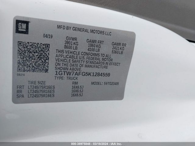 1GTW7AFG5K1284559 GMC Savana 2500 Work Van