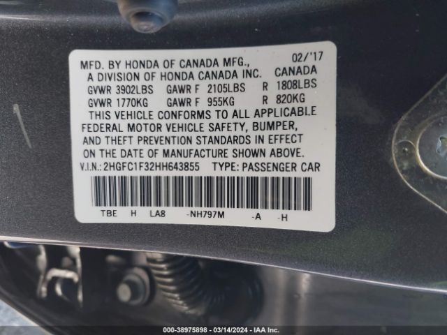 2HGFC1F32HH643855 Honda Civic Ex-t