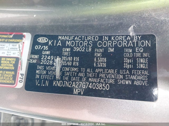 KIA Soul 2016 KNDJN2A27G7403850 Image 9