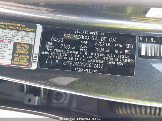 3KPF24AD5PE632412 KIA Forte Lxs