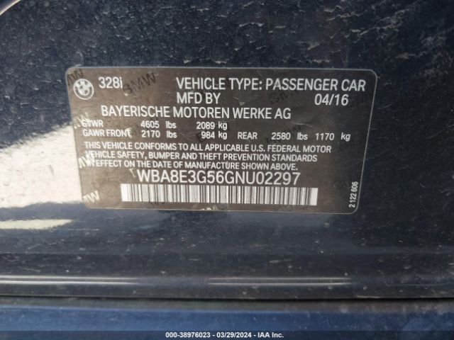 WBA8E3G56GNU02297 BMW 328i Xdrive