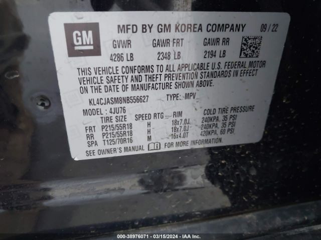 KL4CJASM8NB556627 Buick Encore Fwd Preferred