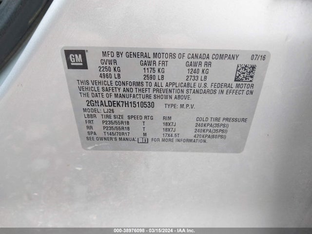 Chevrolet Equinox Premier 2017 2GNALDEK7H1510530 Image 9