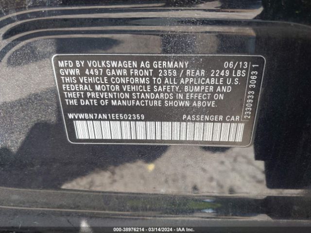 WVWBN7AN1EE502359 Volkswagen Cc 2.0t Sport