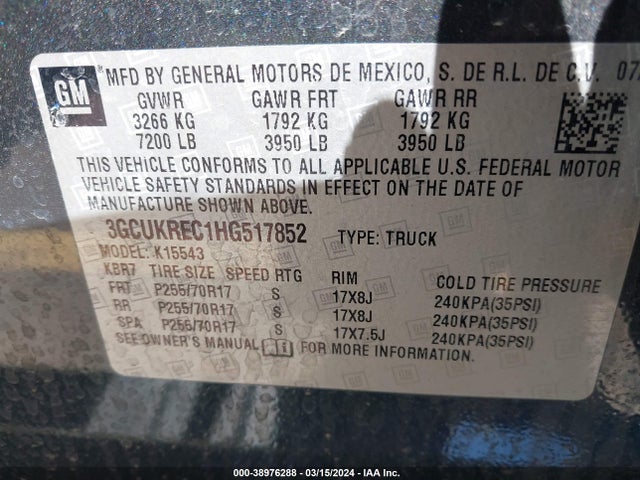 Chevrolet Silverado 1500 1lt 2017 3GCUKREC1HG517852 Image 9