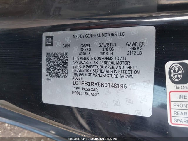 Chevrolet Camaro 1lt 2019 1G1FB1RX5K0148196 Image 9
