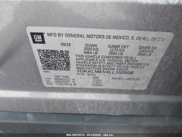 3GKALMEV4LL152608 GMC Terrain Fwd Sle
