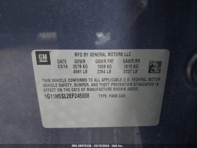 Chevrolet Malibu 1lz 2014 1G11H5SL2EF245008 Image 9