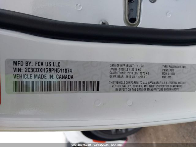 2C3CDXHG9PH511874 Dodge CHARGER GT
