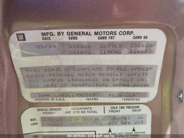 1984 CADILLAC SEVILLE 1G6AS6981EE832177 Photo 8