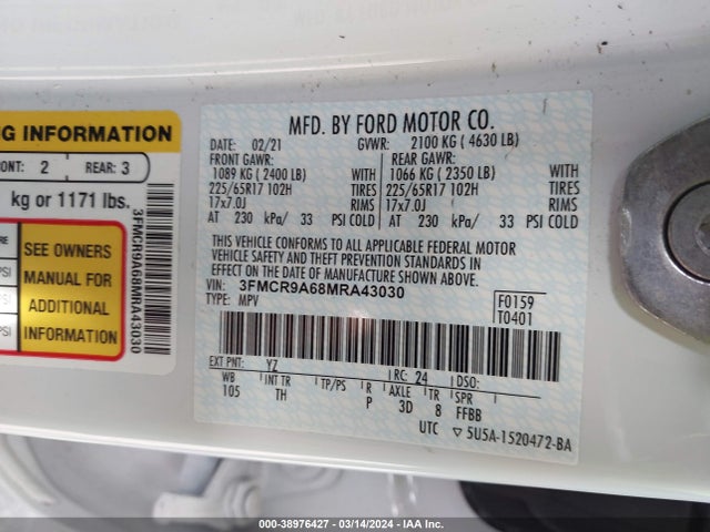 Ford Bronco Sport 2021 3FMCR9A68MRA43030 Image 9