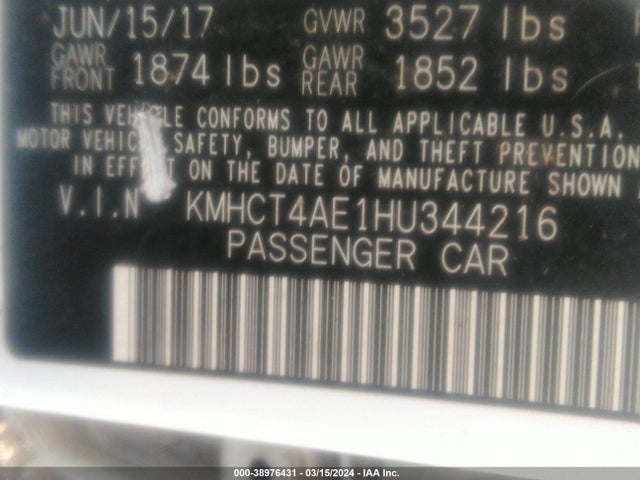 Hyundai Accent Value Edition 2017 KMHCT4AE1HU344216 Image 9