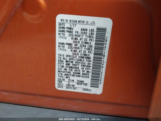 JN8AT2MT3HW142254 Nissan ROGUE SV