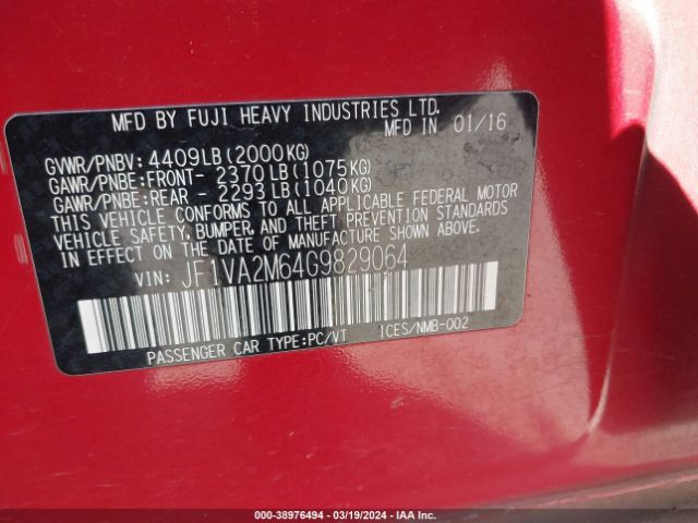 JF1VA2M64G9829064 Subaru Wrx Sti
