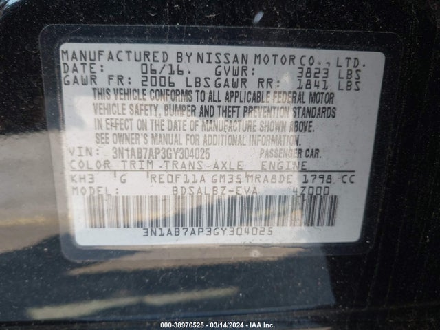 Nissan SENTRA S 2016 3N1AB7AP3GY304025 Image 9