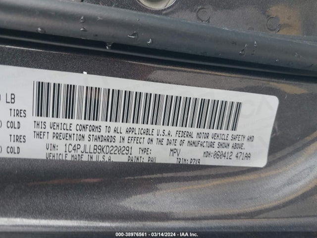 1C4PJLLB9KD220291 Jeep Cherokee Latitude Plus Fwd