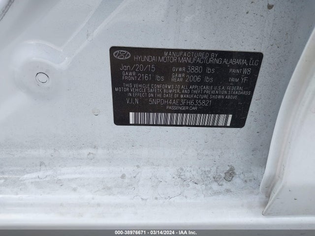 Hyundai ELANTRA SE 2015 5NPDH4AE3FH635821 Image 9