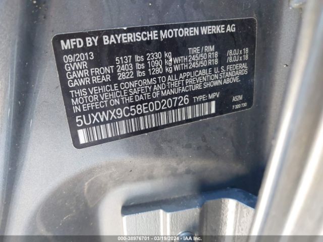 5UXWX9C58E0D20726 BMW X3 Xdrive28i