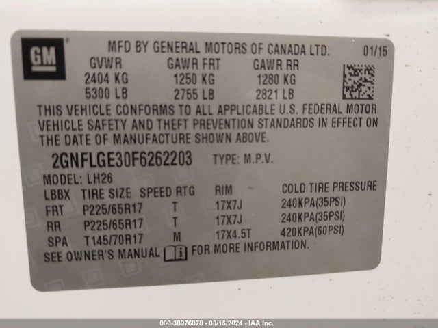 Chevrolet Equinox 2lt 2015 2GNFLGE30F6262203 Image 9