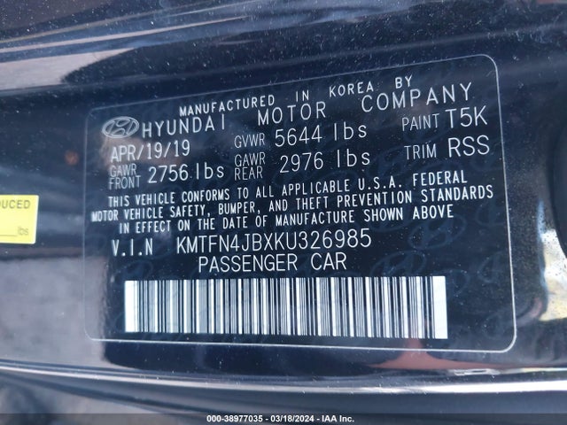 KMTFN4JBXKU326985 Genesis G80 3.3t Sport