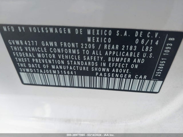 3VWD17AJ0EM315641 Volkswagen Jetta 1.8t Se