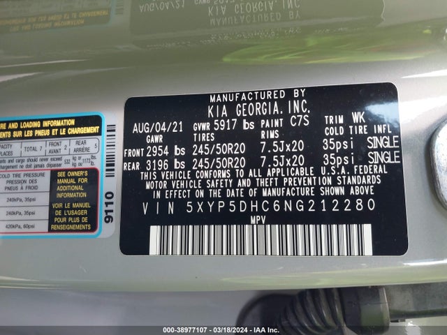 KIA Telluride Sx 2022 5XYP5DHC6NG212280 Image 9