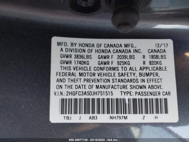 Honda CIVIC SI 2018 2HGFC3A50JH751515 Image 9