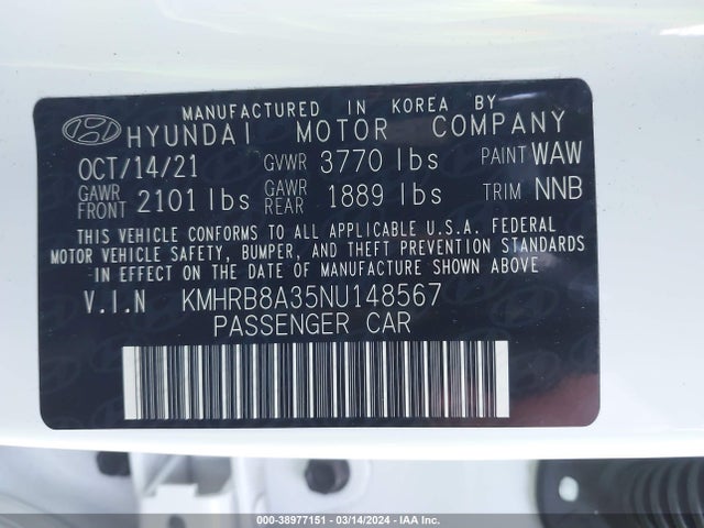 Hyundai Venue Se 2022 KMHRB8A35NU148567 Image 9