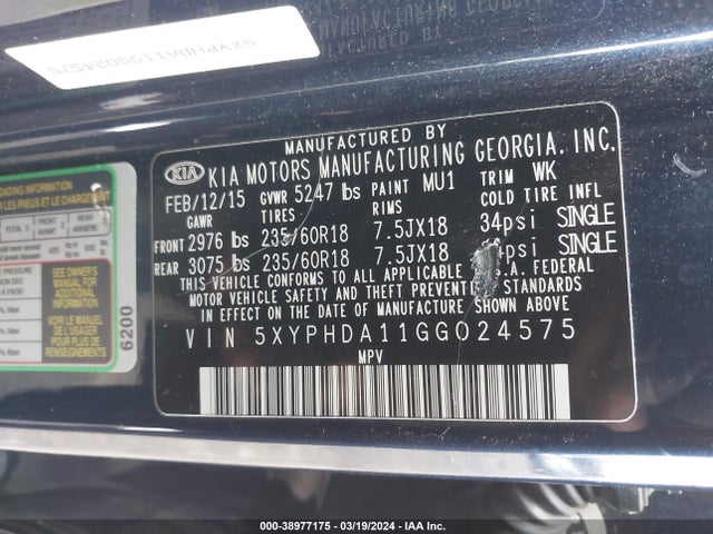 KIA Sorento 2.0t Ex 2016 5XYPHDA11GG024575 Image 9