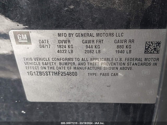 Chevrolet MALIBU LS 2017 1G1ZB5ST7HF254800 Image 9