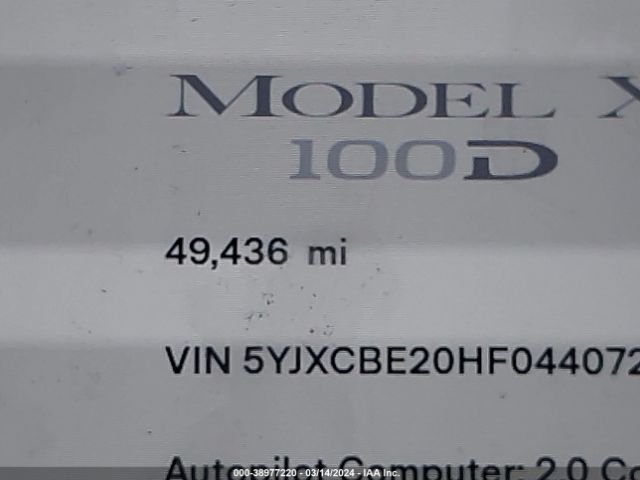 5YJXCBE20HF044072 Tesla Model X 100d/75d/90d