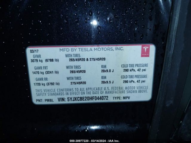 5YJXCBE20HF044072 Tesla Model X 100d/75d/90d