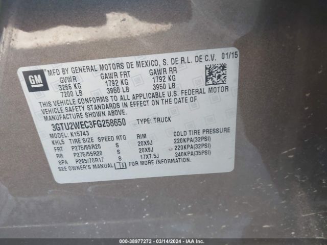 3GTU2WEC3FG258650 GMC Sierra 1500 Denali