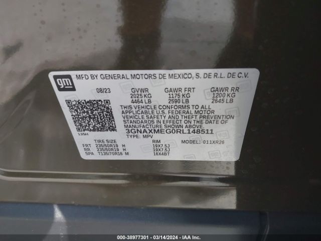 3GNAXMEG0RL148511 Chevrolet Equinox Fwd Rs