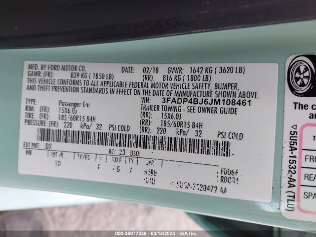 Ford FIESTA SE 2018 3FADP4BJ6JM108461 Image 9