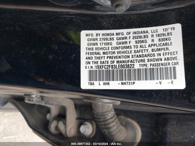 Honda Civic Sport 2020 19XFC2F83LE003822 Image 9
