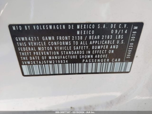 3VW2K7AJ5FM219834 Volkswagen Jetta 2.0l S