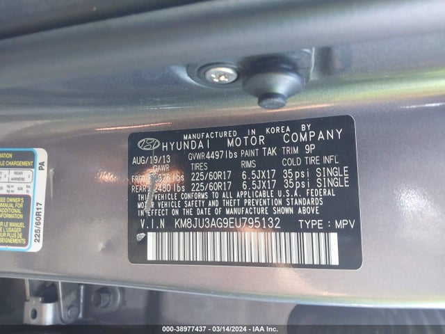 Hyundai TUCSON SE 2014 KM8JU3AG9EU795132 Image 9