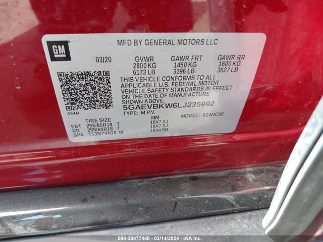5GAEVBKW6LJ235992 Buick Enclave Awd Premium