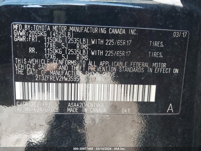 Toyota RAV4 LE 2017 2T3ZFREV2HW359517 Image 9