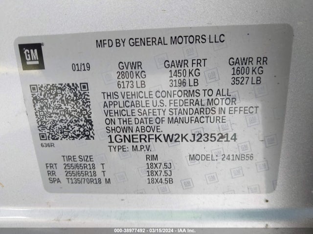 Chevrolet Traverse Ls 2019 1GNERFKW2KJ235214 Image 9