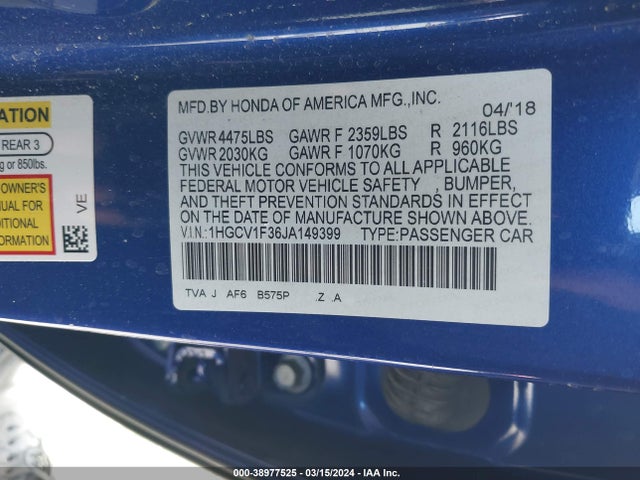 Honda l15be 2018 1HGCV1F36JA149399 Image 25