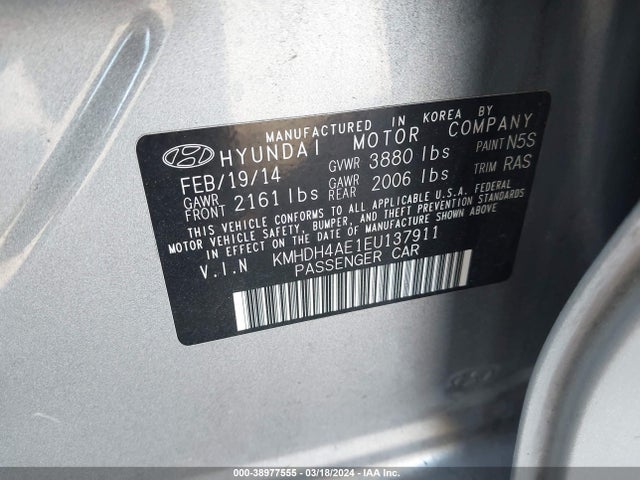Hyundai ELANTRA SE 2014 KMHDH4AE1EU137911 Image 9