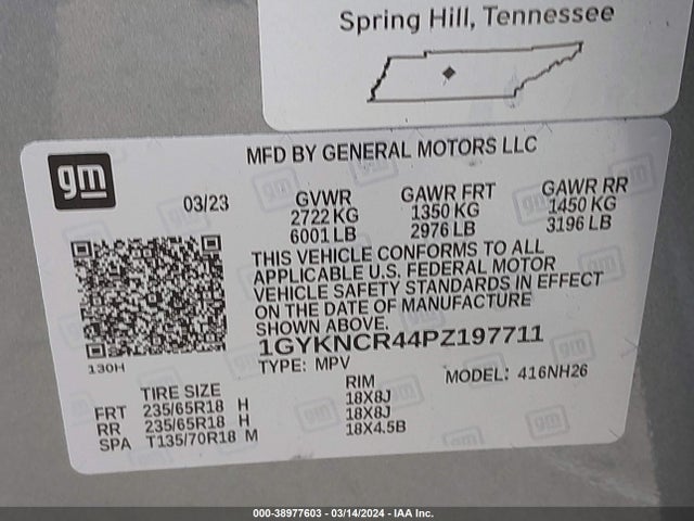 1GYKNCR44PZ197711 Cadillac Xt5 Fwd Premium Luxury